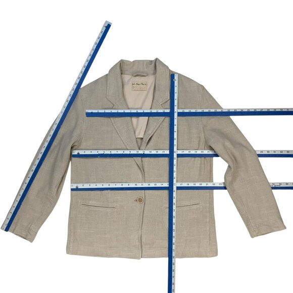 Free People We The Free Beckett Boyfriend Blazer S Cream Linen Blend Relaxed Fit - Picture 5 of 12